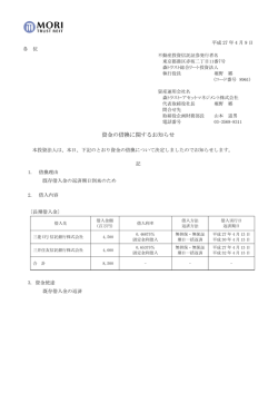 資金の借換に関するお知らせ - JAPAN