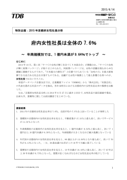 府内女性社長は全体の 7.6％