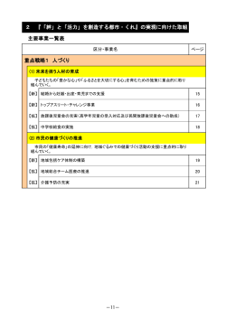 主要事業一覧表 2 『「絆」と「活力」を創造する都市・くれ』の実現に向けた