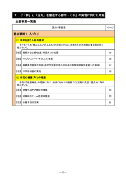 主要事業一覧表 2 『「絆」と「活力」を創造する都市・くれ』の実現に向けた