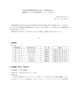 食品衛生監視指導計画に基づく流通食品中の 放射性セシウム