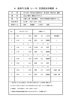 金田FC主催 U－10 交流試合対戦表