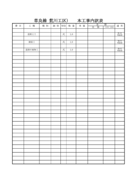 草良線（荒川工区） 本工事内訳表