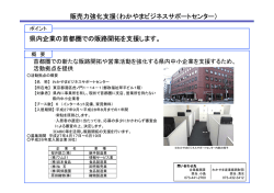 販売力強化支援（わかやまビジネスサポートセンター） 県内企業の首都圏