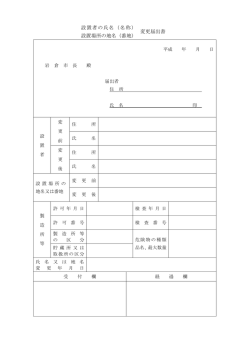 設置者の氏名（名称） 設置場所の地名（番地） 変更届出書