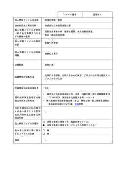 ファイル番号 国管総6 個人情報ファイルの名称