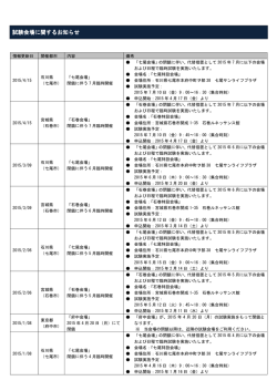 試験会場に関するお知らせ 試験会場に関するお知らせ