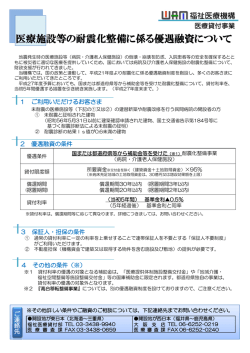 医療施設等の耐震化整備に係る優遇融資について