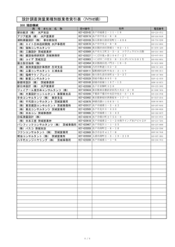 設計調査測量業種別版業者索引表（ｱｲｳｴｵ順）