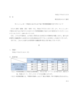 キャッシュカード取引におけるATMご利用限度額の引下げ