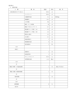 様式特2 1 設計内容 工 種 種 別 数量 単位 備 考