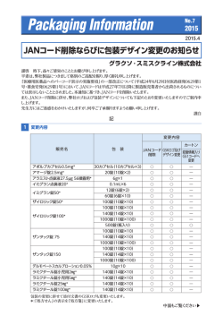 JANコード削除ならびに包装デザイン変更のお知らせ