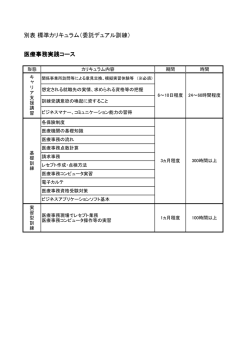 別表 標準カリキュラム（委託デュアル訓練） 医療事務実践コース
