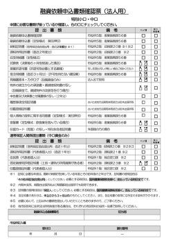 融資依頼申込書類確認票（法人用）