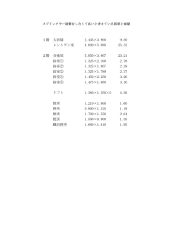 1階 大浴場 2.435×3.900 9.50 レントゲン室 4.000×5.080 25.32 2階