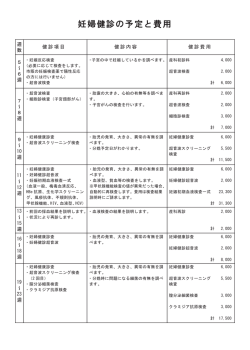 別紙「妊婦健診の予定と費用」