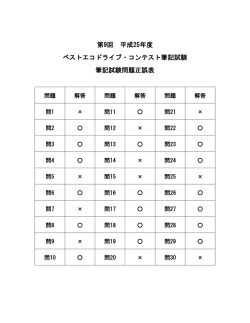 第9回 平成25年度 ベストエコドライブ・コンテスト筆記試験 筆記試験問題