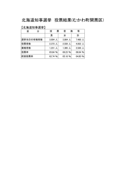 北海道知事選挙 投票結果(むかわ町開票区)