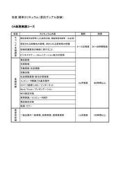 別表 標準カリキュラム（委託デュアル訓練） OA総務実践コース