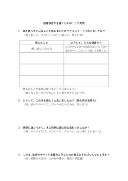 読書感想文を書くための10の質問 1. 本を読んでどんなことを感じまし