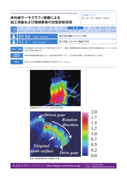 赤外線サーモグラフィ画像による 加工現象および機械要素の状態診断技術