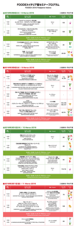 FOODEXイタリア館セミナープログラム - ITALIA PAVILION FOODEX