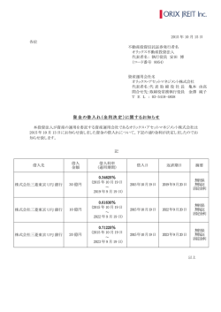 資金の借入れ（金利決定） - オリックス不動産投資法人
