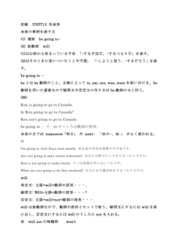 初級 UNIT12 未来形 未来の事柄を表す文 (1) 連語 be going to&sim; (2