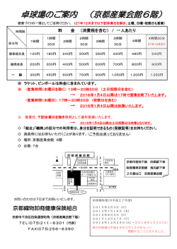 卓球場のご案内 （京都産業会館6階）