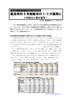 薬系学科 6 年制新卒の 1/3 が薬局に