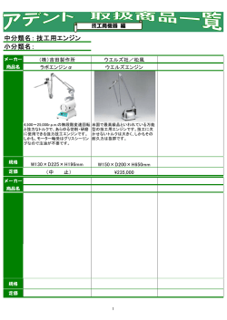 中分類名： 小分類名： 技工用エンジン