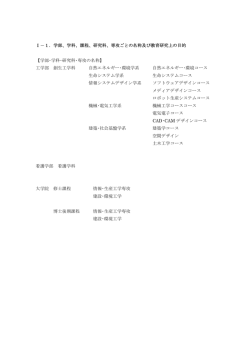 Ⅰ－1．学部、学科、課程、研究科、専攻ごとの名称及び教育研究上の