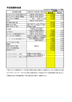 予防接種料金表