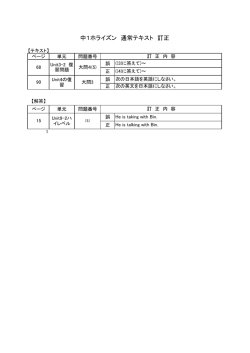 中1ホライズン 通常テキスト 訂正