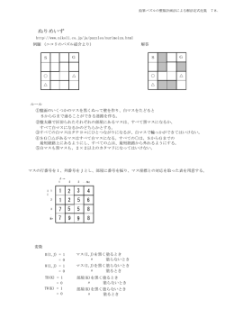 ぬりめいず - 鉛筆パズルの整数計画法による解法定式化集