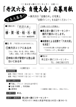 東丹沢の 「自慢の木」 の写真と 「自慢ポイ ン ト」 をお送り ください !