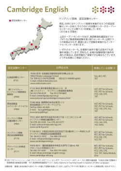 実施している試験 ※ お問合せ先 認定試験センター ケンブリッジ英検