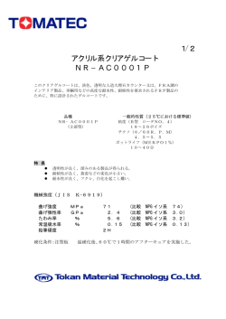 1/2 アクリル系クリアゲルコート NR&minus;AC0001P