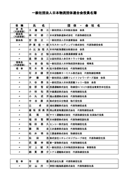 一般社団法人日本物流団体連合会役員名簿
