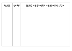 地区 学年 名前（名字→漢字・名前→ひらがな）