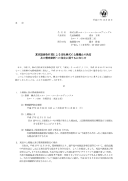 東京証券取引所による当社株式の上場廃止の決定 東京証券取引所