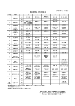 信楽園病院外来担当医表 （平成27年12月1日 現在）