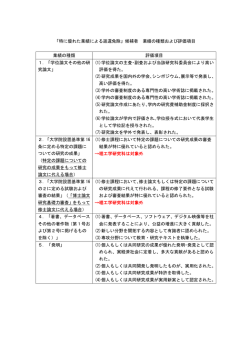 業績の種類および評価項目