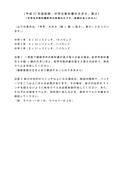 ［平成 27 年度前期・中学生教科書の大きさ、重さ］