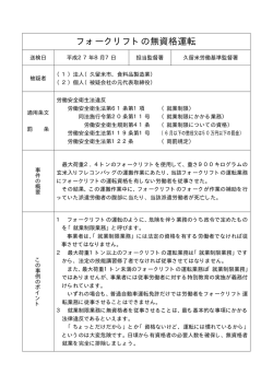 フォークリフトの無資格運転（久留米監督署）