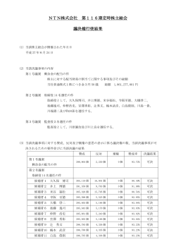 NTN株式会社 第116期定時株主総会 議決権行使結果