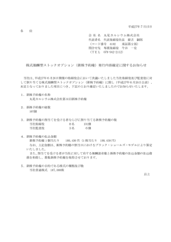 株式報酬型ストックオプション（新株予約権）発行内容