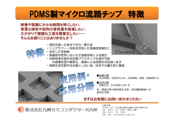 PDMS製マイクロ流路チップ 特徴