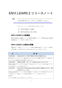 ENVI LiDAR5.2 リリースノートのダウンロード