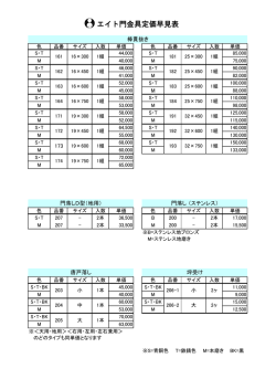 エイト門金具定価早見表